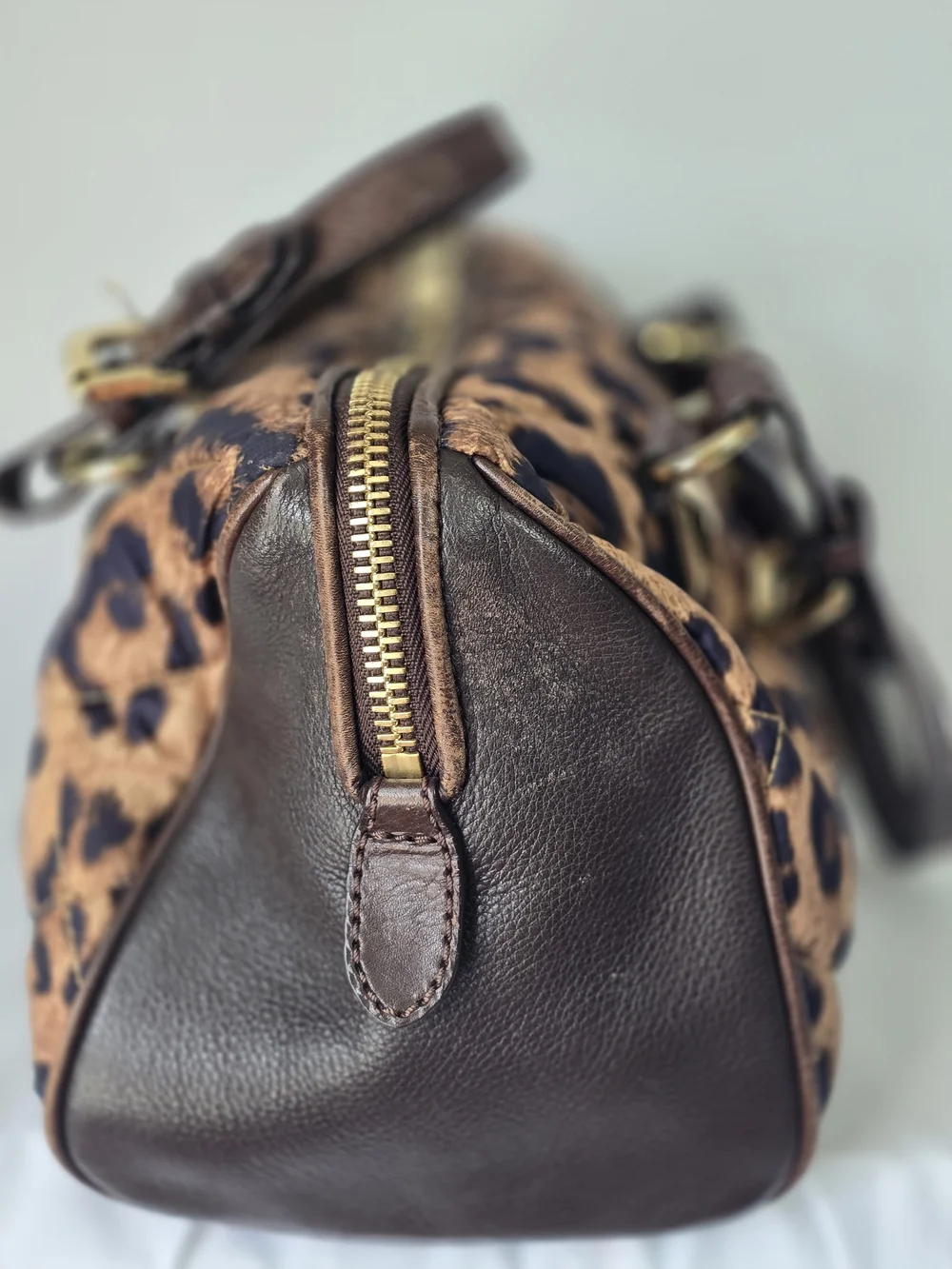 Michael Kors Leopard Print Satchel - Brown and Black